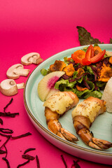 Delicious Grilled Gourmet Shrimp with Cheese and Beet Salad