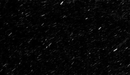 Real snowfall on a black background. Falling snow on a long exposure. Snow texture to use in graphic editor to overlay your image. Banner size