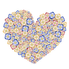 3D render of floral heart in pastel colours, created with Blender, isolated on a white background. Ideal for mother's day, valentine or new baby greeting cards.