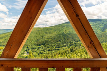 Wooden observation tower on "Czerniawska Kopa" in the Jizera Mountains (near the town of Świeradów Zdrój)