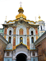 Kiev, Ukraine - Gate Church of the Trinity; Entrance to Monastery .Complex Pechersk Lavra; Kiev Monastery of Caves
