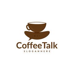 Coffee talk logo design vector. Coffee Cup and Chat Speech Bubble Icon