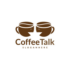 Coffee talk logo design vector. Coffee Cup and Chat Speech Bubble Icon