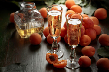 Apricot liquor with fresh fruits.