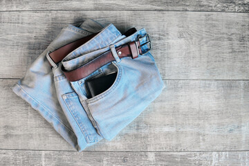 blue jeans with wallet in your pocket