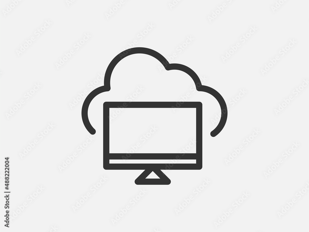 Poster technology icon vector cloud computing connection. big data global server. line design symbol.