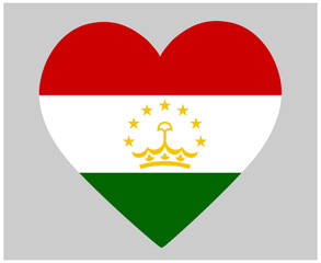 Tajikistan Flag National Asia Emblem Heart Icon Vector Illustration Abstract Design Element