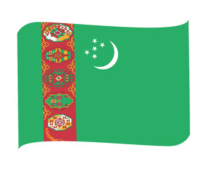 Turkmenistan Flag National Asia Emblem Ribbon Icon Vector Illustration Abstract Design Element