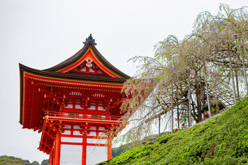 Overcast view of the famous Kiyomizu dera Temple