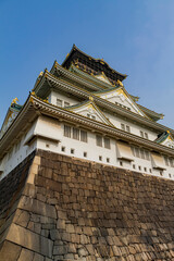 Sunny view of the famous Osaka Castle