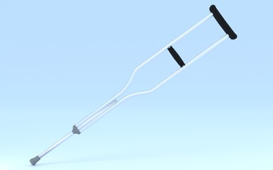 リアルな松葉杖の3DCG、事故・リハビリのイメージ