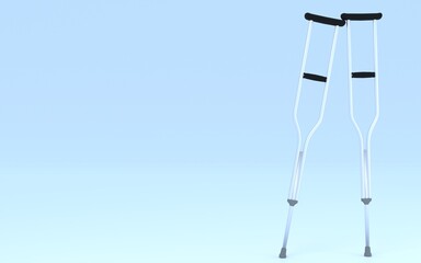 リアルな松葉杖の3DCG、事故・リハビリのイメージ