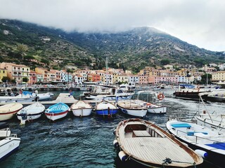 Fototapeta na wymiar view of the small port of the island of Giglio in Tuscany, Italy