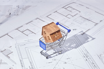 House building project concept with plans