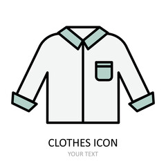 Vector illustration with shirt icon. Outline drawing.