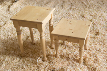 Wooden chairs at furniture factory