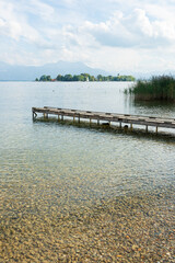 Fototapeta na wymiar View to the ladies island in the bavarian sea