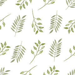 Watercolor leaf seamless pattern