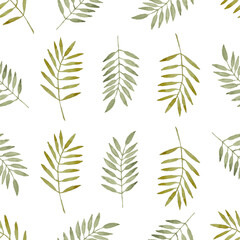 Watercolor leaf seamless pattern