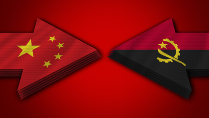 Angola vs China Arrow Flags – 3D Illustration