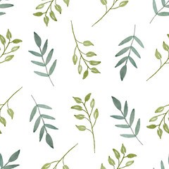 Watercolor leaf seamless pattern