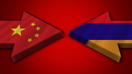Armenia vs China Arrow Flags – 3D Illustration