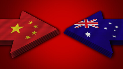 Australia vs China Arrow Flags – 3D Illustration