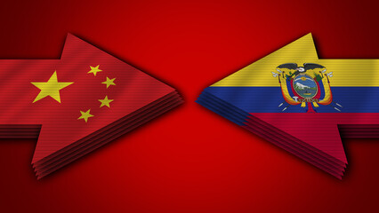 Ecuador vs China Arrow Flags – 3D Illustration