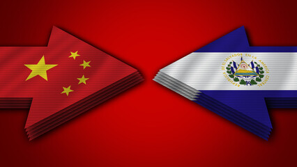 El Salvador vs China Arrow Flags – 3D Illustration
