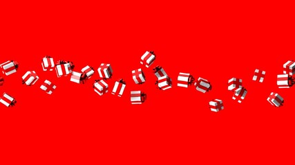 Gift boxes on red background.
3d illustration for background.
