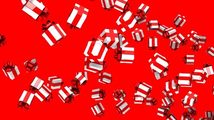 Gift boxes on red background.
3d illustration for background.

