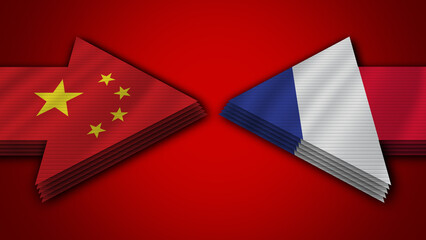 France vs China Arrow Flags – 3D Illustration