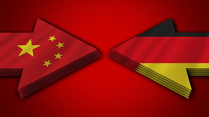 Germany vs China Arrow Flags – 3D Illustration