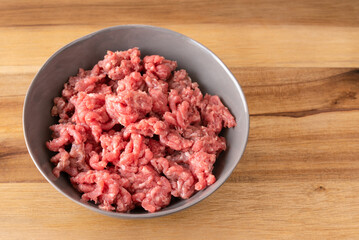 Uncooked Ground Beef in a Bowl