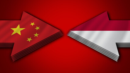 Indonesia vs China Arrow Flags – 3D Illustration