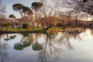 Thermal lake in Alhama de Aragon, famous for its spas, Spain
