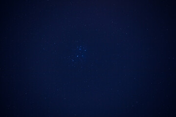 Fototapeta na wymiar Milky Way stars and starry skies - M45 Pleiades nebula in constellation of Bull.