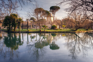 Thermal lake in Alhama de Aragon, famous for its spas, Spain