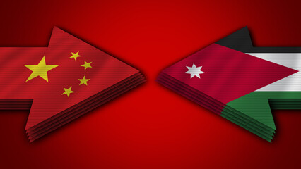 Jordan vs China Arrow Flags – 3D Illustration