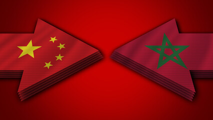 Morocco vs China Arrow Flags – 3D Illustration