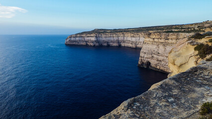 Fototapeta na wymiar View of the cliffs from Għarb, Gozo