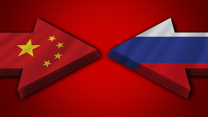 Russia vs China Arrow Flags – 3D Illustration