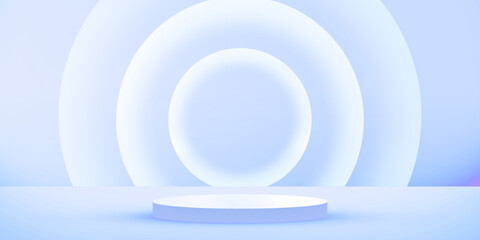Soft Blue Light Colors Abstract 3D Rendered Podium Free space backdrop. Modern empty stage background for product placement
