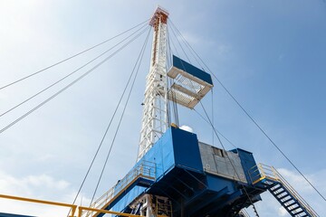 Mobile drilling rig close-up. Drilling and servicing oil and gas wells