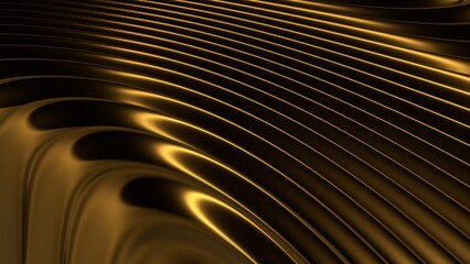 Golden wavy background. Abstract high quality CG texture. 3D rendered overlay image. Ideal for banners, posters, web pages, abstract background