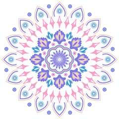 Ornamental flower mandala. Isolated vector illustration. Pastel colors style