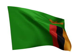 3d flag of Zambia isolated against white background. 3d rendering.