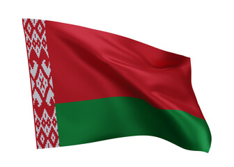 3d flag of Belarus isolated against white background. 3d rendering.