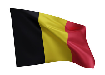 3d flag of Belgium isolated against white background. 3d rendering.