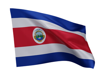 3d flag of Costa Rica isolated against white background. 3d rendering.
